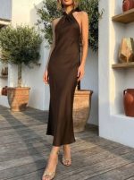 Vestido Rosi halter raso - Imagen 3